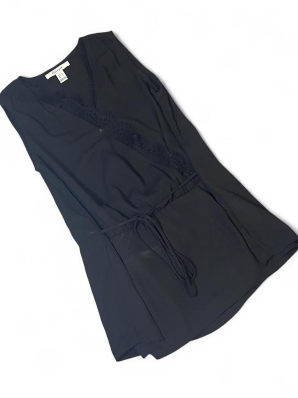 Revamped Black Sleeveless V-Neck Blouse with Waist Tie